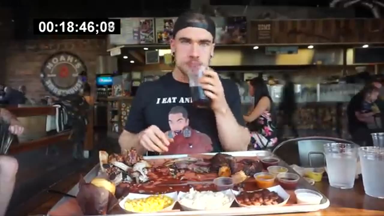 GIANT BBQ PLATTER CHALLENGE TEXAS STYLE BBQ BRISKET, RIBS, SAUSAGE MAN VS FOOD