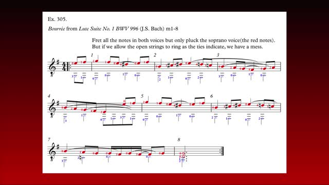 Video #61: Allowing open strings to ring in the soprano voice, Bourrée (J.S. Bach), m1-8