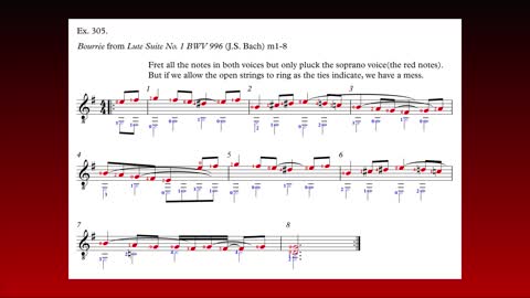 Video #61: Allowing open strings to ring in the soprano voice, Bourrée (J.S. Bach), m1-8