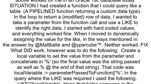 Dynamic 39LIKE39 Statement in SQL Oracle