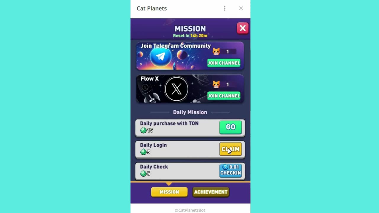 new mining mini app bot telegram cat planets
