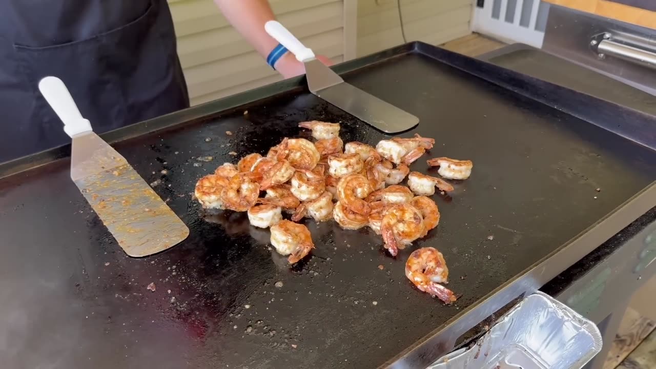 Easy COWBOY BUTTER Shrimp on the Blackstone Griddle - SO GOOD!