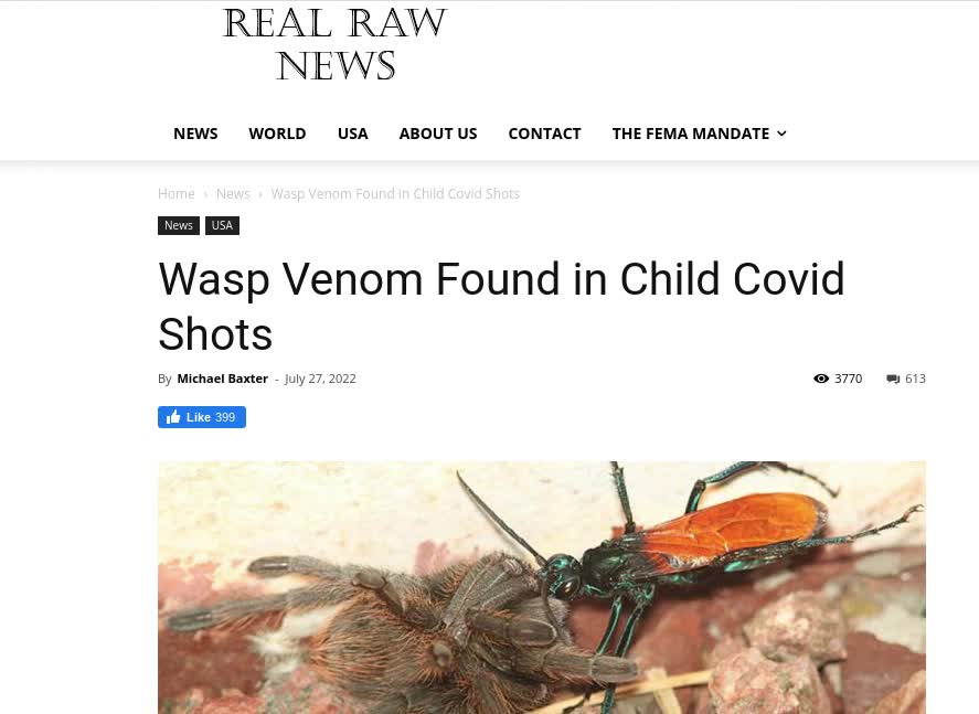 Now Wasp Venom Found In Child Vax