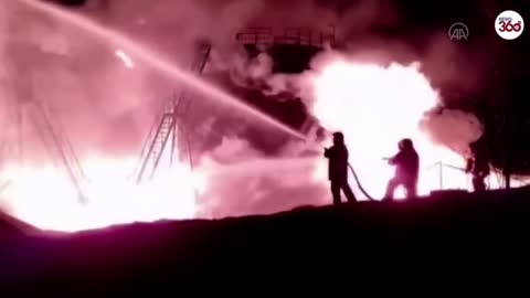 fuel depot on fire in Ukraine