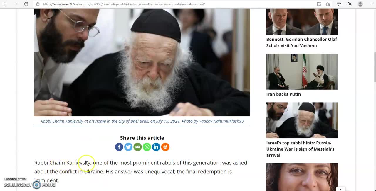 ANTICHRIST BREAKING NEWS - ISRAEL’S TOP RABBI HINTS RUSSIA UKRAINE WAR IS SIGN OF MESSIAH’S ARRIVAL | Hodge Podge