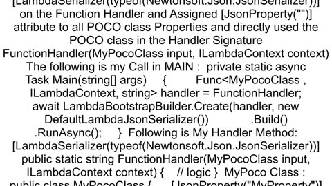 AWS Lambda NET SQS Error converting the Lambda event JSON payload to a string