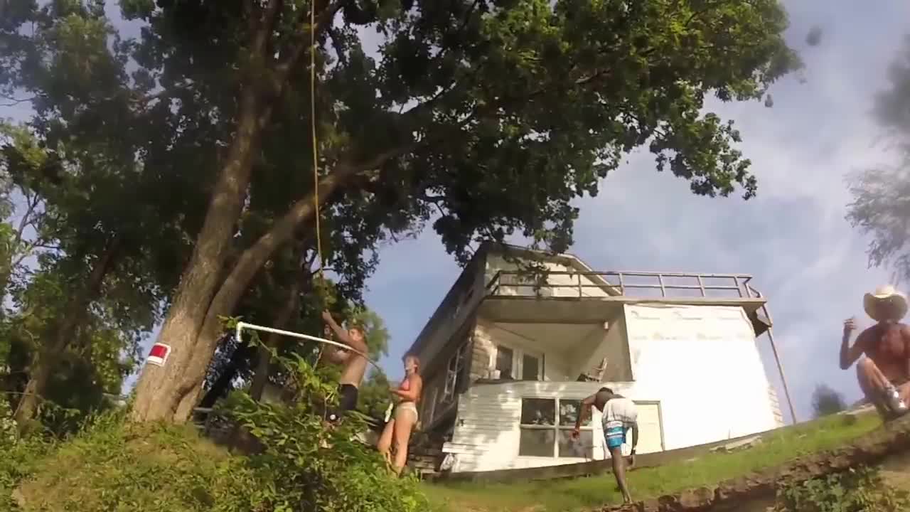 Rope swing foot stuck