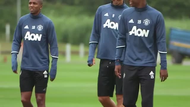 Zlatan Ibrahimović walking out for his first Manchester United training session