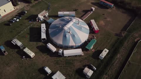 Rotating Aerial Footage Of A Giant Tent