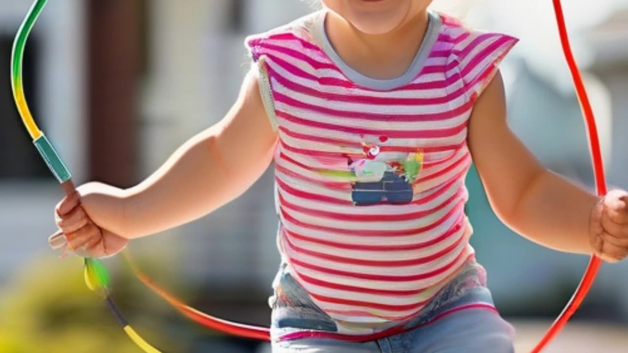 Toddler Learns to Jump Rope with Help from a Pet