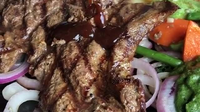 Eating delicious piece with fork
