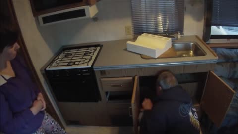 Cat stuck in the motorhome kitchen drawer