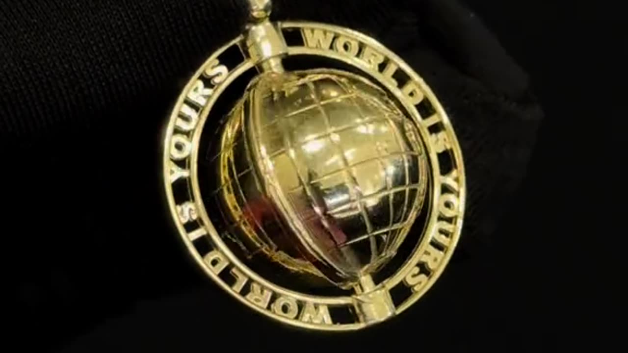 10K Yellow Gold Spinning “World Is Yours” Pendant