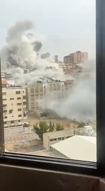 Israel bombs the area by Islamic University in Gaza