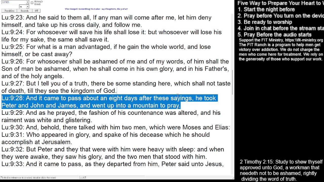 Matthew 17; Mark 9; Luke 9:28-62