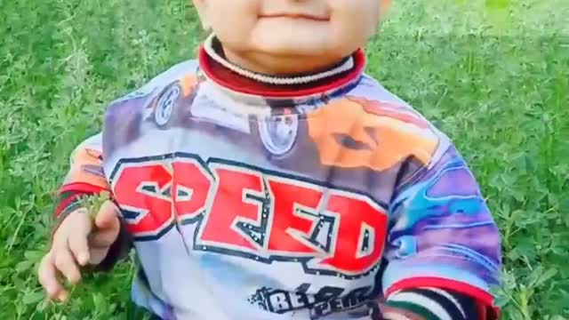 Cute baby in beautiful place