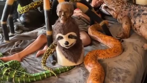 Snake prank 😂 Sleeping woman gets pranked by husband