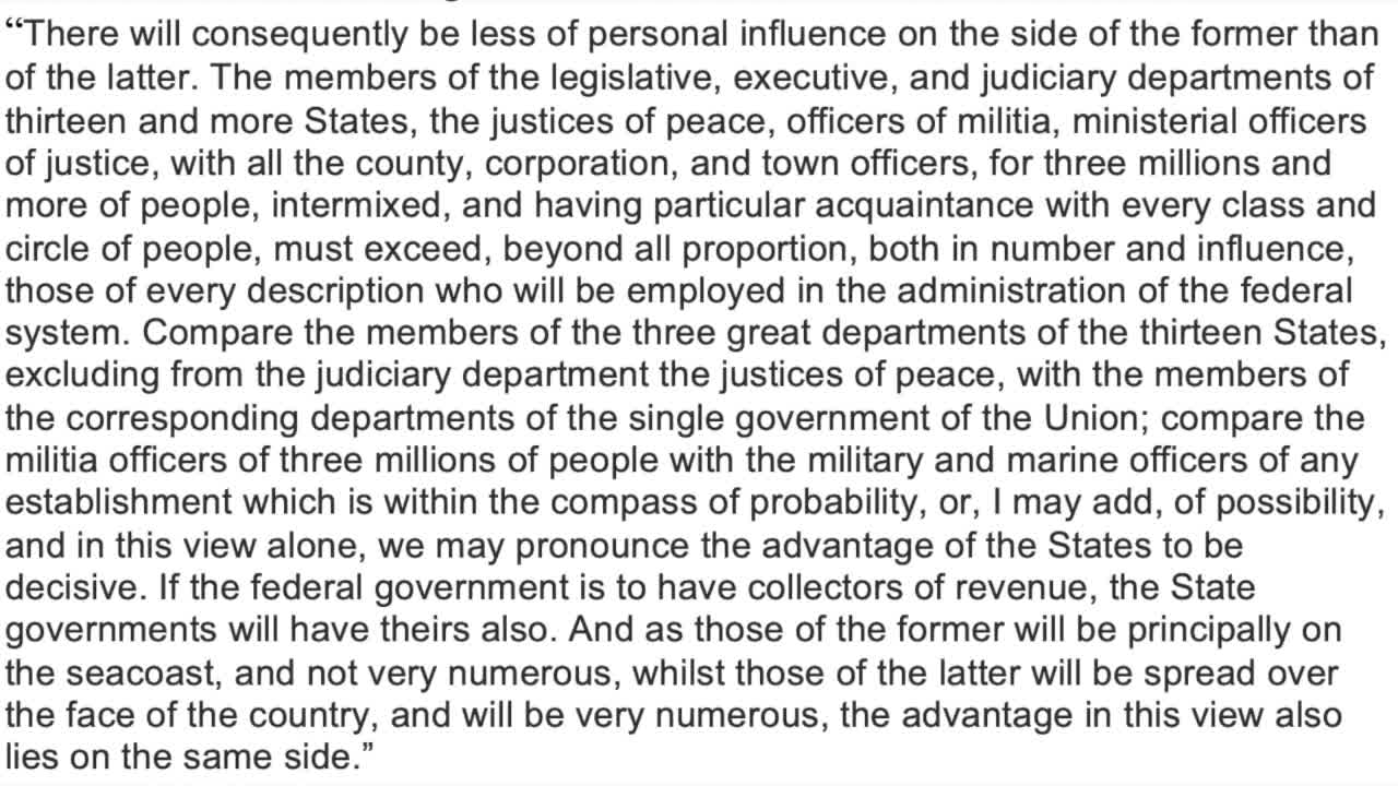 States Retain More Power Than The Federal Government-Federalist no. 45