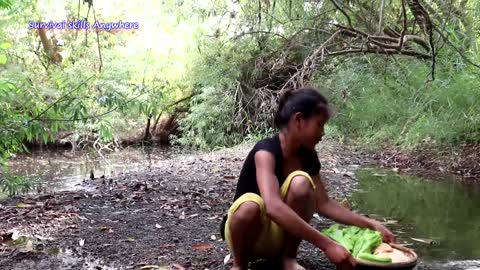 Yummy Cook Chicken thighs with Cucumbers and Salads vs Chili sauce - Survival skills Anywhere Ep 100