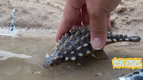 Dinosaurs with Spiny Backs Drink Clear Water in Big River