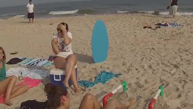 Collab copyright protection - beach woman handstand bars faceplant