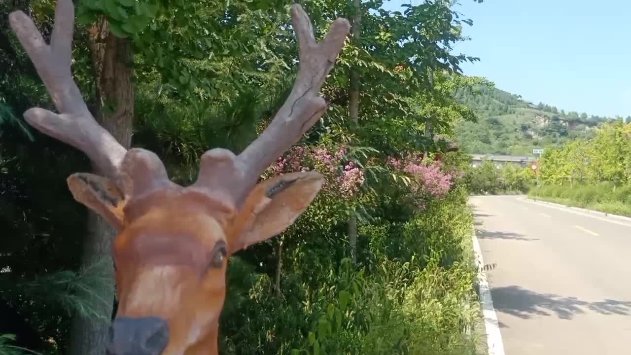 cute sika deer statue