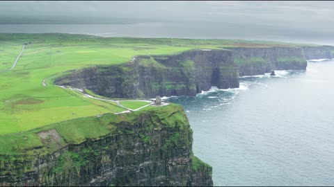 Drone View Of Mountain Cliff Coast