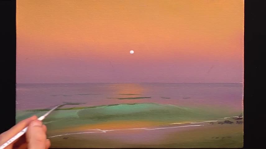 A Painting Of The Reflection Of The Sunset