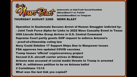 Thursday, August 22, 2024 News Blast