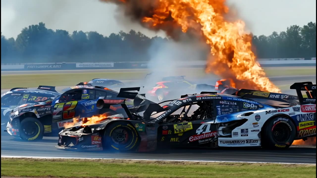 AI NASCAR Thrills: High-Speed Races & Epic Crashes Set to Head-Banging Metal!