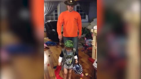 Father Pretends To Be Drill Sergeant For "Soldier" Toddler