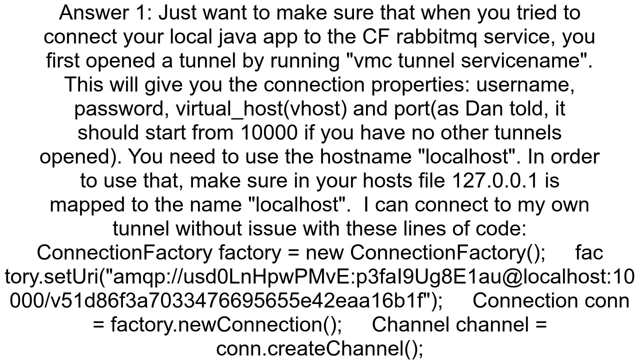 how can I connect a local programme to a service tunnel