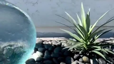 The spherical fountain design by Keven’s Landscape Company