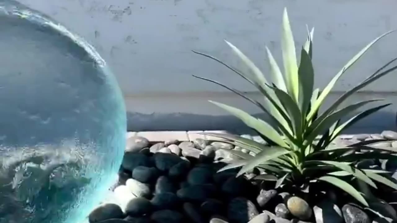 The spherical fountain design by Keven’s Landscape Company