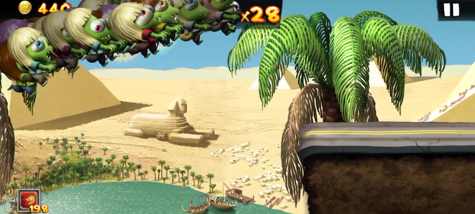 Playing a match with the hat unlocked in the game Zombie Tsunami (HAIR POCKET).