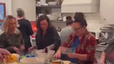 Family preparing food for Truckers arrival in Ottawa