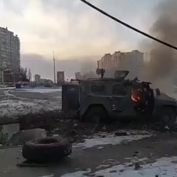 Armored Vehicle Destroyed and left ablaze in Ukraine