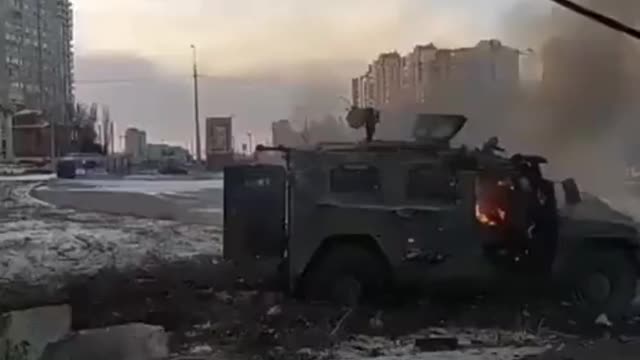 Armored Vehicle Destroyed and left ablaze in Ukraine