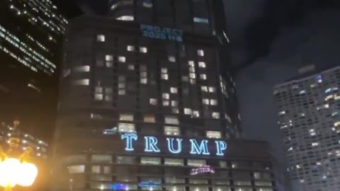 Democrats Project 2025 HQ onto Trump Tower ahead of the DNC in Chicago