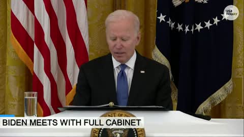 President Joe Biden holds a Cabinet meeting in the East Room