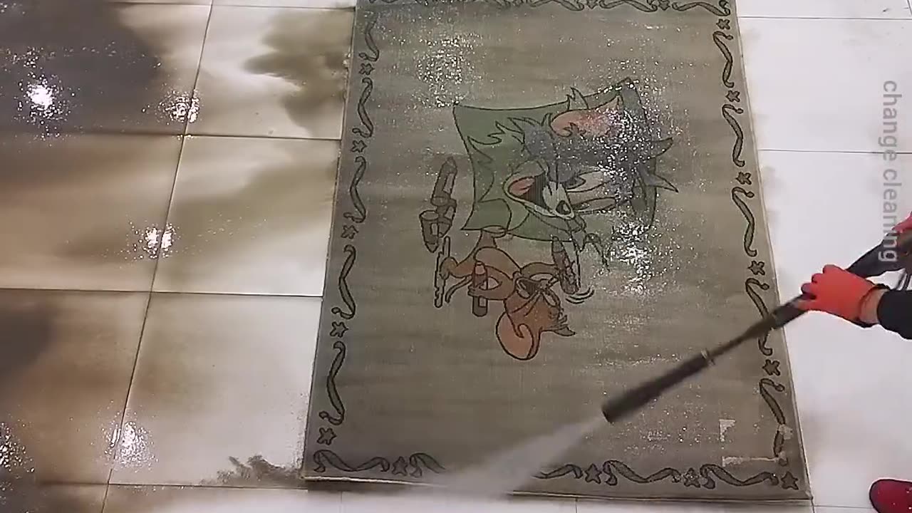 Famous cartoon character dirty carpet cleaning satisfying ASMR