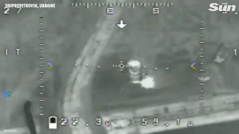 Ukrainian bomb drone destroys Russian tank in Dnipropetrovsk