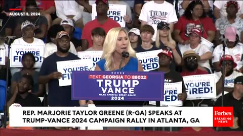 Taylor Green speaks at Trumps -Vanca 2024 Campaing Rally in Atlanta, GA