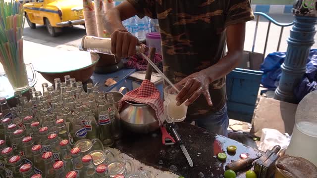 LEMON SODA Summer Special Lemon Juice With Sweet Dahi Lassi In India Indian Street Food