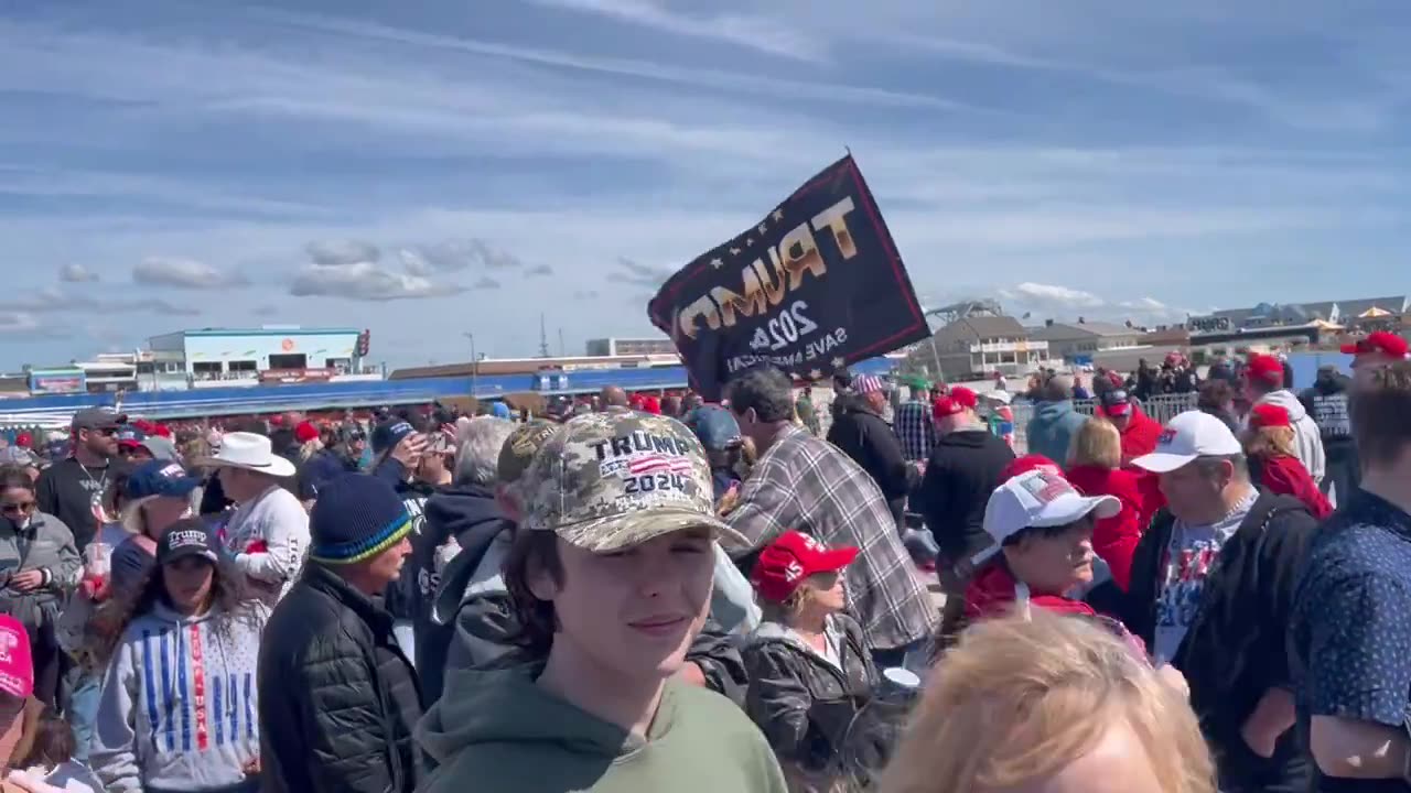 MAGA Jersey Crowd Six Hours Before Trump Rally Begins