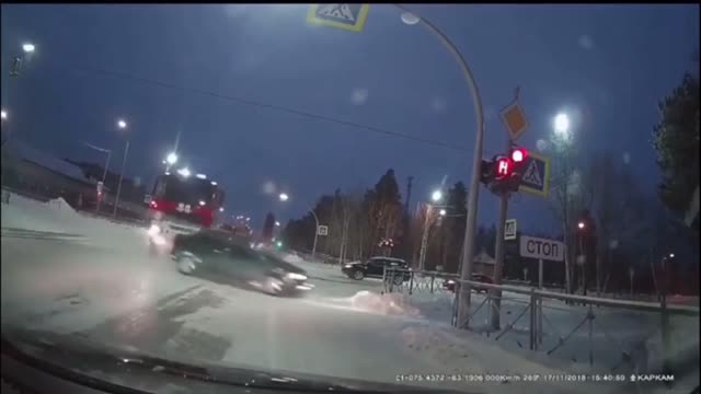 Car lost traction and control in snow and crash on another car