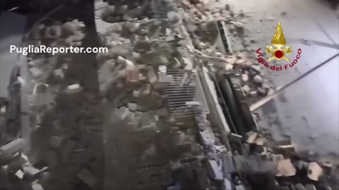Puglia: crolla nella notte edificio di 2 piani a Latiano. Video dei Vigili del Fuoco