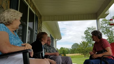 Mom on front Porch