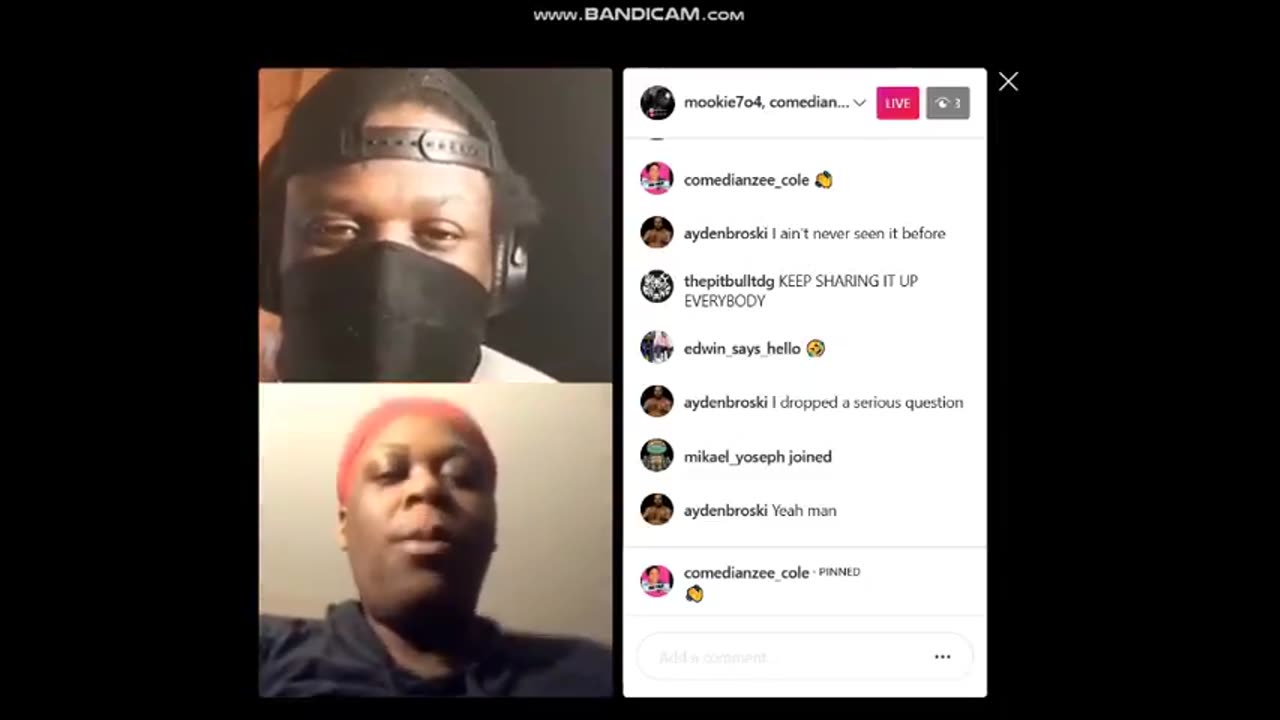 Mookie7o4 Instagram Stream ☞ Interview With Comedian Zee Cole ☜ December 27th 2020