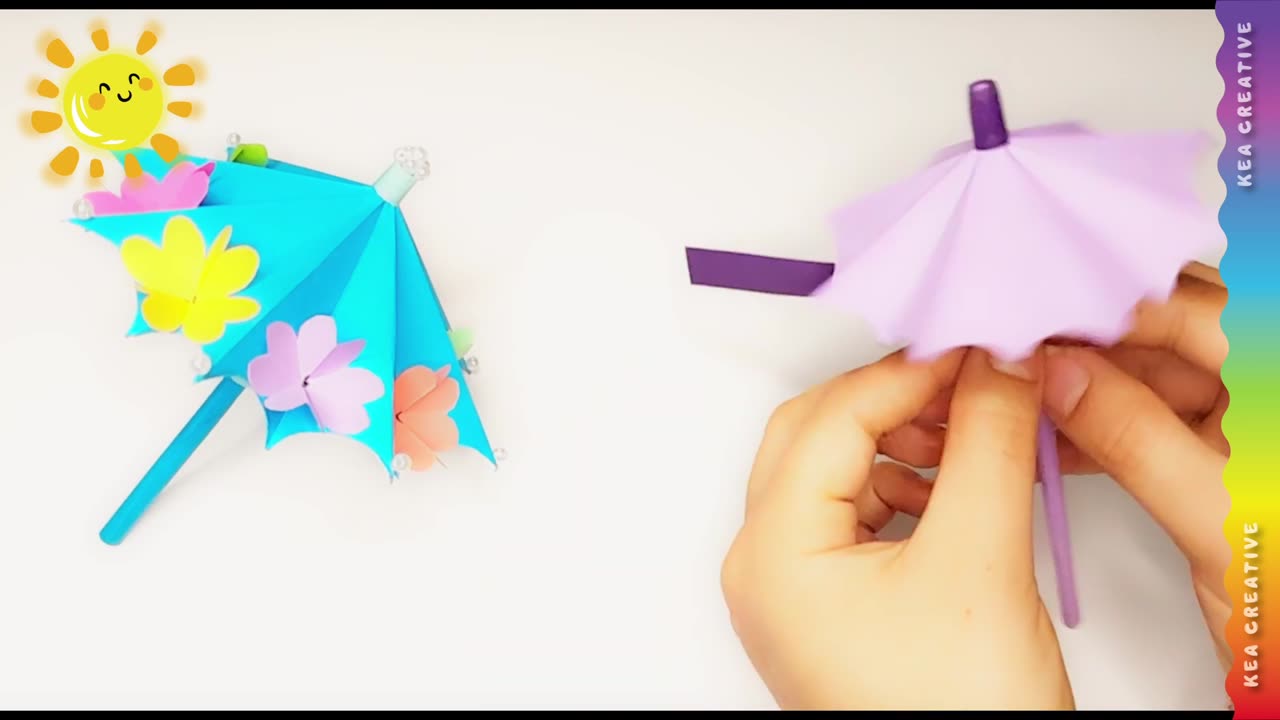 How to make a paper Umbrella that open and close - Origami umbrella craft - easy origami